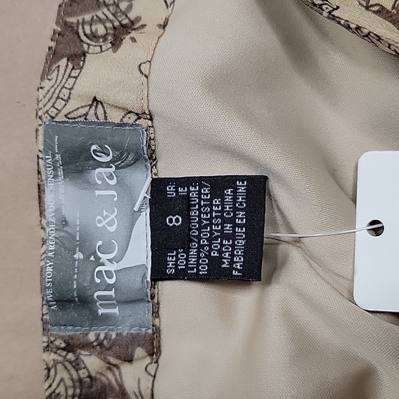 mac & jac 100% Silk, Size 8 Flared Beaded Skirt, NEW with Tags.  Brown / Tan - Picture 9 of 12